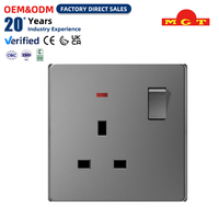 Fabricación OEM, Enchufe con Interruptor Estándar del Reino Unido de 1 Grupo y 13A, con Indicador de Neón Rojo, Tomacorriente Eléctrico de Pared