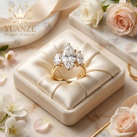 Approvisionnement direct d'usine d'une bague en moissanite de 2 carats, argent 925 plaqué or 18 carats, luxe pour les cadeaux de fiançailles et de mariage
