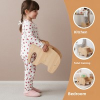 Tabouret d'appoint en bambou antidérapant pour enfants, idéal pour cuisine, salle de bain, chambre à coucher – Repose-pieds en bois écologique pour enfants – Vente en gros