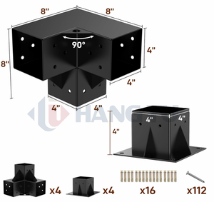 Conector de base de 3 vías de <span class=keywords><strong>metal</strong></span> personalizado soportes de pérgola impermeable al aire libre acero pabellón techo jardín soporte presión naturaleza cenador - Product Image 4