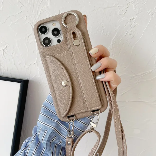 Wrist Strap Crossbody Lanyard Case for IPhone 13 12 Mini 16 15 14 11 Pro XS Max X XR 7 8 Plus Card Holder Wallet Leather Cover