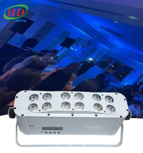 12x18W 6in1 RGBWAUV Battery Wireless LED Uplight Projection Lights for White Dance Floor Wedding