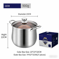 Marmite de cuisson extra profonde en acier inoxydable avec poignée résistante à la chaleur, idéale pour les bouillons et les ragoûts, pour la cuisine domestique