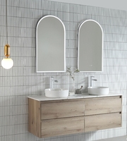 Salon Arche Salle De Bains Miroir Smart Mur Miroir Sans Cadre LED Miroir De Maquillage avec 3 Couleurs Lumière Stepless Dimmable