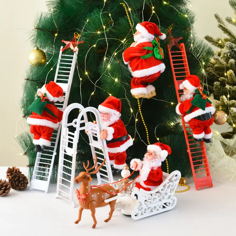 Top Selling Christmas Santa Toys Gift Box Package Christmas Tree Climbing Santa Claus Mini Christmas Toys