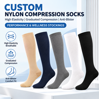 Chaussettes de compression longues à haute élasticité pour la course et le cyclisme, chaussettes de sport épaisses en tissu éponge pour le soutien et la récupération des jambes