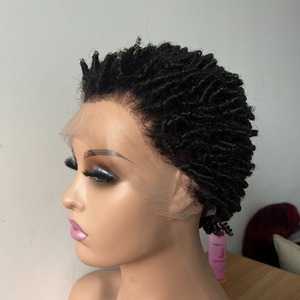 Parrucche Glueless Premium Nere Afro Ricci 13x4 con Frontale in Pizzo da Orecchio a Orecchio, in <span class=keywords><strong>Capelli</strong></span> Umani Remy, Taglio Corto da 6 Pollici per Donna - Product Image 1