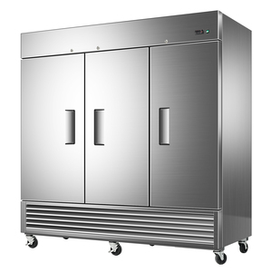 Congélateur vertical commercial à température unique, à refroidissement par ventilateur, trois portes, dégivrage automatique, contrôleur de température numérique 430 - Product Image 1