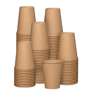 Bicchieri di carta personalizzati kraft monostrato da 4 once-22 once, tazze da caffè biodegradabili, bicchieri di carta kraft usa e getta