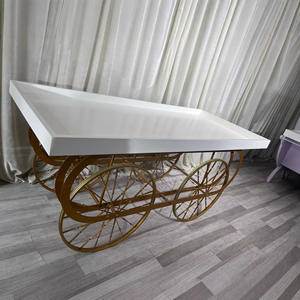 Étagère de présentation en métal pour bonbons du désert, décorations de mariage en plein air, design personnalisable, avec roulettes - Product Image 3