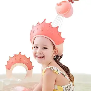 Shower Cap Soft Adjustable Baby Bath Head Cap Crown Shampoo Waterproof Hat Baby Shower Cap For Baby