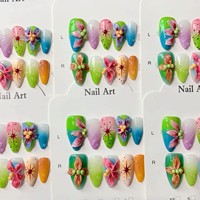 Vente en gros d'usine, ongles pressés faits à la main, fleurs 3D sculptées, faux ongles en acrylique, étiquette privée personnalisée, dropshipping