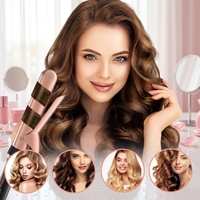 Fer à boucler professionnel 5-en-1 interchangeable avec fûts en aluminium, affichage LED de la température, chauffage PTC – Idéal pour salon et usage domestique
