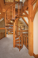 Escalier en colimaçon en bois pour maison duplex et appartement, design architectural contemporain ODM avec marches en bois dur