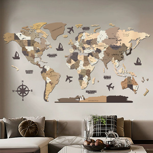 Adesivo Murale Moderno Minimalista Yizhongmei con <span class=keywords><strong>Mappa</strong></span> <span class=keywords><strong>del</strong></span> <span class=keywords><strong>Mondo</strong></span> e Motivo a Quadri, Effetto 3D in Materiali Misti per Soggiorno - Product Image 5
