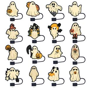 Cubierta Decorativa para Pajitas de 10 mm para Fiestas de Halloween, Tapa de Silicona Reutilizable para Pajitas con Pegamento Suave Universal y Protección Contra el Polvo - Product Image 3