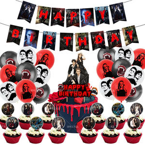 Set de Decoración para Fiesta de Cumpleaños con Temática de la Película The Vampire Diaries, Pancartas Sangrientas Horribles, Globos, Adornos para Pasteles, Artículos para Eventos - Product Image 1