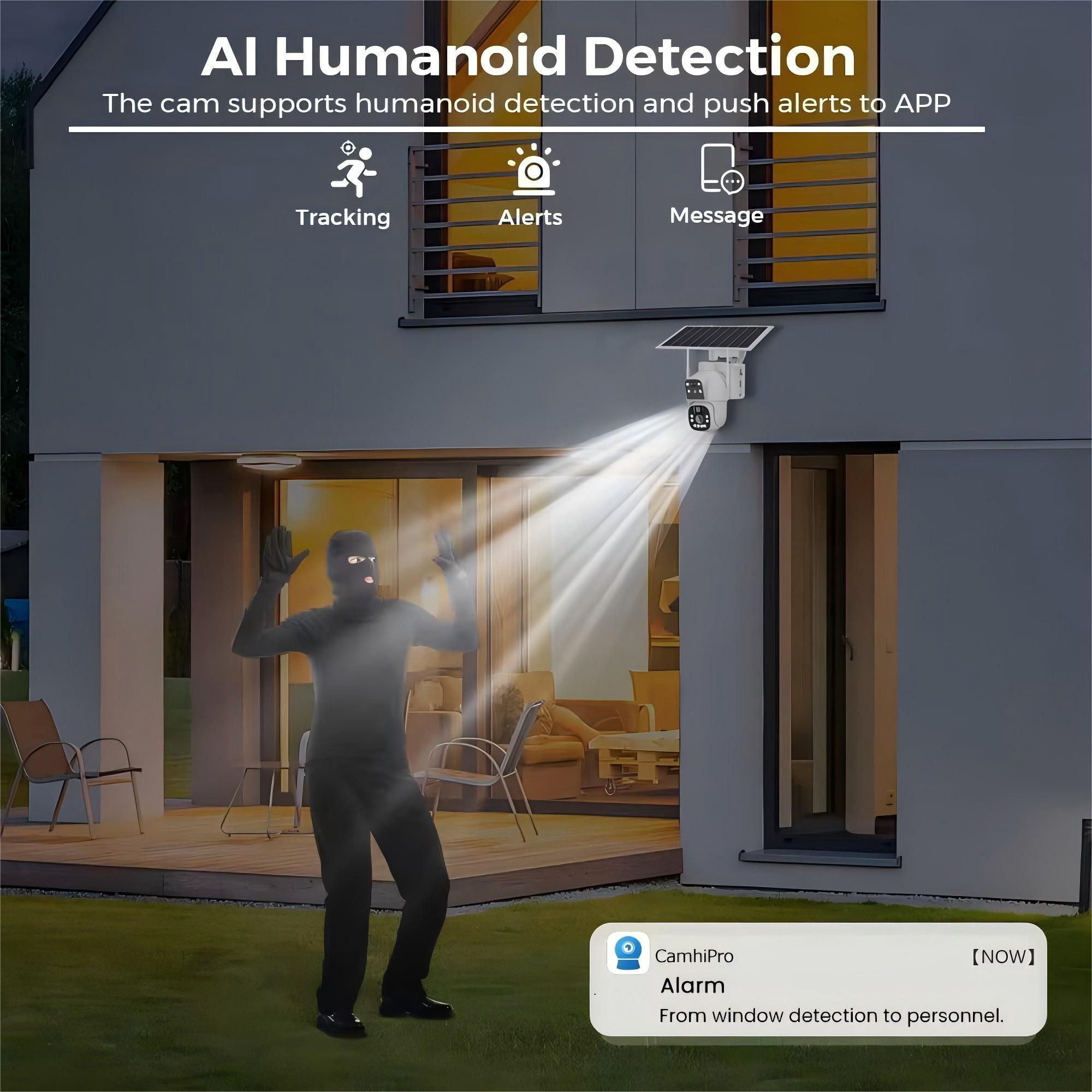 Full HD Dual Lens Solar PTZ Camera Outdoor Low Power WiFi Security IP Camera With Motion Detection · image 2