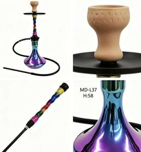 Rainbow Spiral Hookah Set 58cm Electroplated Aluminum Alloy Single Hose Shisha Narguile for <b>Bar</b> Lounge Travel - Product Image 6