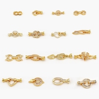 Manik-manik zirkon bulat tahan warna emas asli 18k dengan pengait ujung untuk aksesori perhiasan mutiara gelang kalung DIY bahan B68.
