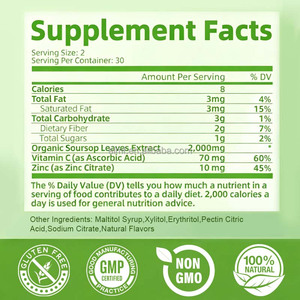 Gummies de Corossol Bio Graviola 2000mg Végétarien Extrait de Feuilles de Corossol Vitamine C Zinc Complément Alimentaire Soutien Immunitaire - Product Image 4