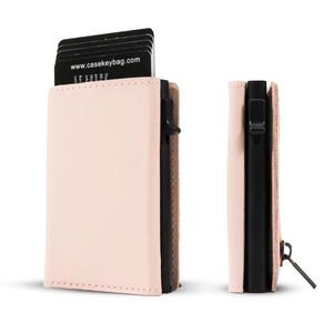 กระเป๋าสตางค์ผู้ชายสมัยใหม่แบบขายส่ง ป้องกัน RFID สำหรับใส่บัตรเครดิต  วัสดุหนังแท้ Saffiano  แบบดีดบัตรออกได้ - Product Image 1