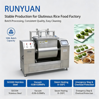 Machine à pétrir à la vapeur RUNYUAN 150L, machine automatique pour la préparation de boulettes de riz vert et de peaux de Qingtuan