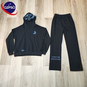 QZFSO Custom Sweatsuit Two Piece Screen Puff Print Applique Distressing Embroidery Tracksuit Zip up <b>Hoodie</b> Set and Sweatpants - Product Image 2