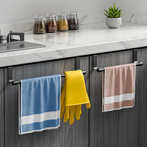 Toallero minimalista de barra única para puerta de armario de cocina, no requiere perforación, fácil instalación, capacidad de carga de 5 kg, plástico - Product Image 4