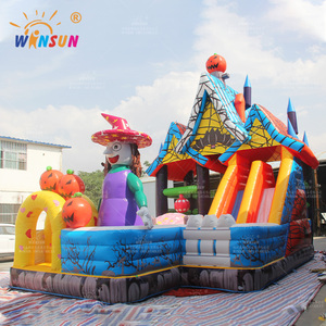Combo de castillo inflable con tema de bruja de Halloween Winsun-Material de PVC ignífugo e impermeable Casa de rebote carreras de obstáculos - Product Image 4
