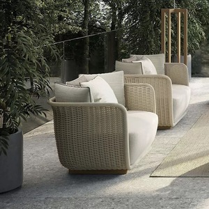 Meubles d'extérieur modernes pour villa, cour, patio, ensemble de canapés de jardin en aluminium avec structure en corde tressée - Product Image 6