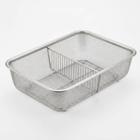 Panier suspendu pliable en fil d'acier inoxydable avec crochets en U pour rail de rangement, étanche, multifonctionnel, pour le stockage alimentaire en cuisine