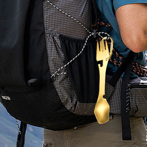 Multi 5 en 1 titanio logotipo personalizado Camping cuchara y tenedor cubiertos de acero inoxidable viaje Spork - Product Image 5