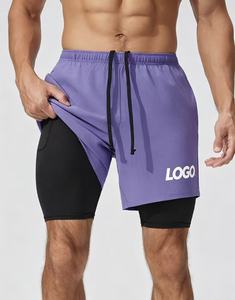 Shorts de course d'extérieur respirants pour hommes avec doublure élastique, shorts de sport double couche pour l'entraînement et la gym - Product Image 4