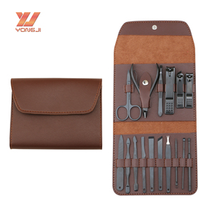 Giá bán buôn thép không gỉ màu đen làm móng tay thiết lập móng chân công cụ 16 cái Nail Kit hộp - Product Image 4