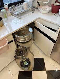 Cestello Estraibile Angolare XWER in Acciaio per <span class=keywords><strong>Cucina</strong></span>, Organizzatore Girevole a 2 Livelli Lazy Susan, Chiusura Ammortizzata, Moderno ed Ecologico per Angoli Ciechi - Product Image 5