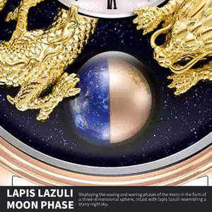 Reloj Automático SANYIN de Marca Privada, Diseño Único de Dragón Dorado, Reloj de Cuero de Lujo con Fase Lunar y Zodiaco, Fabricante de Relojes - Product Image 4