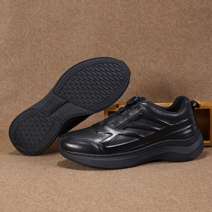 Men's Genuine Leather Sporty Chunky Shoes <b>Round</b> Toe Lace-up Rubber Outsole EVA Midsole <b>Cushioned</b> Autumn Casual Wear - Product Image 2