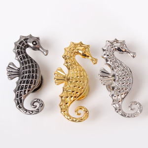 Nuevos herrajes para muebles de aleación de Zinc, gabinete decorativo, tirador de caballito de mar, puerta de cajón de plata dorada antigua, pomo de manija de caballito de mar - Product Image 1