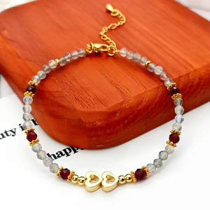 สร้อยข้อมือรูปหัวใจสำหรับผู้หญิงสร้อยข้อมือโกเมนลาบราดอไรต์แฟชัน - Product Image 6