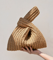 Sac Nœud en Raphia de Créateur, Sac d'Été, Pochette de Poignet en Paille, Sacs à Main en Raphia