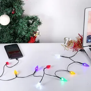 छुट्टी एलईडी क्रिसमस प्रकाश फोन चार्जर केबल कॉर्ड के साथ 10 Huawei सैमसंग iPhone के लिए बल्ब का नेतृत्व किया