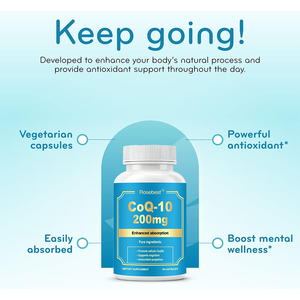 Rosebest Private Label CoQ-10 200mg 胶囊有机辅酶 Q10 粉末胶囊补充剂，用于细胞健康和抗氧化 - Product Image 4