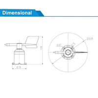 Sensor de dirección del viento ES-W300S, transmisor de dirección del viento de aleación de aluminio para estación meteorológica