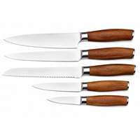 Ensemble de couteaux de cuisine en acier inoxydable Tc 5 pièces, couteaux de chef de 8 pouces, couteau à viande de 8 pouces, couteau à pain de 8 pouces, couteau utilitaire de 5 pouces