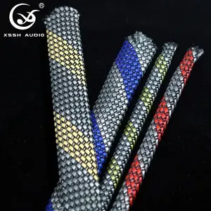 Lengan Kabel Audio Dikepang YIVO XSSH Audio OEM Jaringan Tenun Kepadatan Tinggi DIY Ekstensi Lengan Pelindung Kabel Jala Kustom