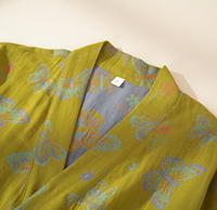 YIYAN - Bata de Algodón Teñido Personalizada para Mujer, Nueva Colección |   Ropa de dormir y de estar en casa con cuello en V, color amarillo jadeíta