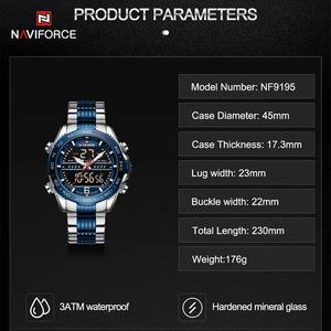 Montre personnalisée Naviforce 9195, montre de luxe avec bracelet en acier, montre-bracelet à quartz numérique à double affichage, montres personnalisées - Product Image 3