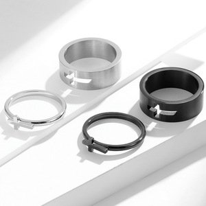 Roestvrijstalen Holle Kruis Mannen En Vrouwen Ring Huwelijk Voorstel Paar Ringen Grensoverschrijdende Verkochte Juwelenvoorraad - Product Image 2