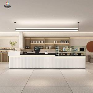 ร้านกาแฟและชานมสไตล์มินิมอลโมเดิร์น |   เคาน์เตอร์บาร์เครื่องดื่มและขนมหวานเชิงพาณิชย์แบบกำหนดเอง เคาน์เตอร์คิดเงิน เคาน์เตอร์กาแฟ - Product Image 4
